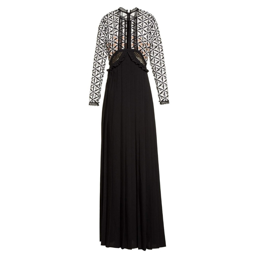 SELF-PORTRAIT Guipure Lace Waist Cutout Maxi